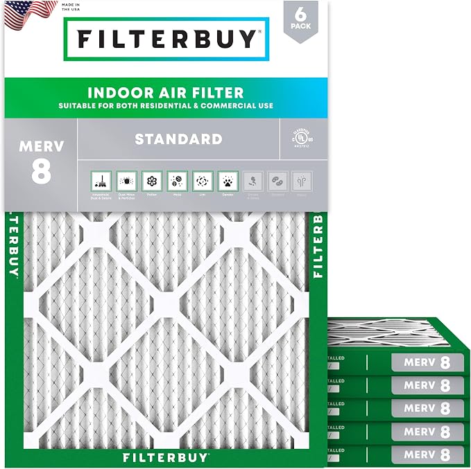 Filterbuy 17x21x1 Air Filter MERV 8 Essential Dust & Allergy Defense, by Filterbuy