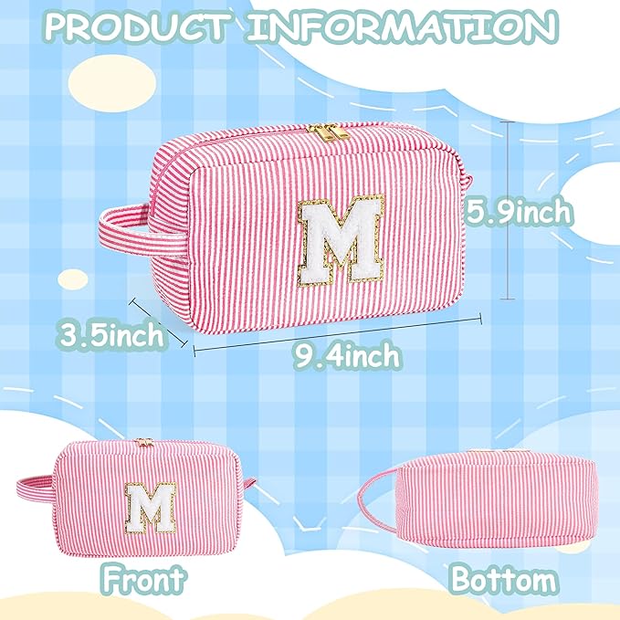YOOLIFE Gifts for Teen Girls - Personalized Initial Makeup Bag, Birthday Gifts for Women Sister Friend Daughter Girls Kids