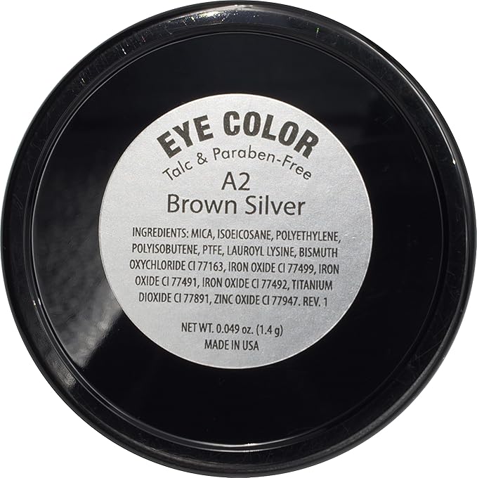 Brown Silver Shimmering Metallic Chocolate Brown Dark Bronze Pressed Powder Single Vegan Eyeshadow; Talc, Paraben & Cruelty Free