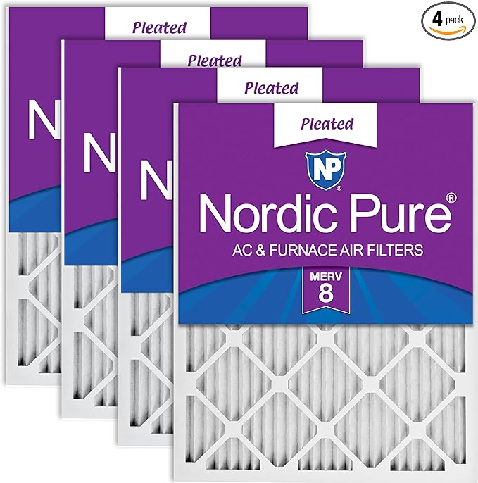 Nordic Pure 12x20x1 Pleated MERV 8 Air Filters 4 Pack by NordicPure