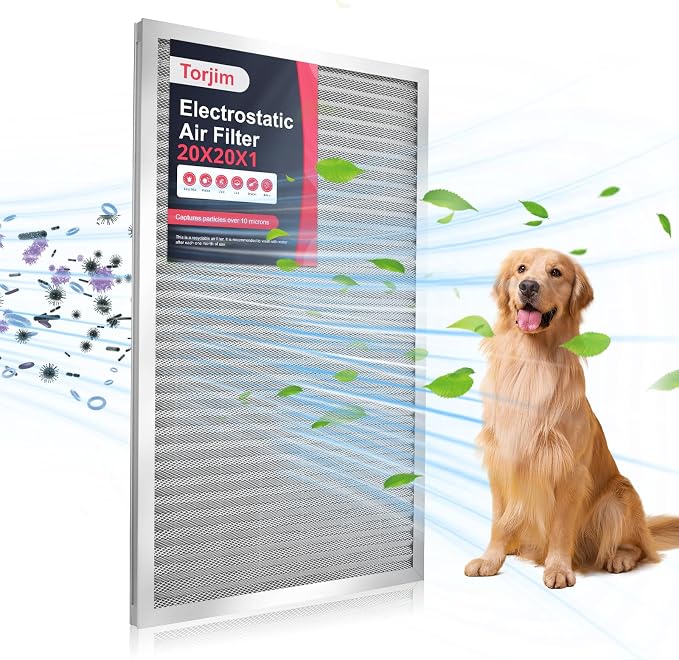 Torjim 20x20x1 MERV8 Washable & Reusable Electrostatic Air Filter by Torjim