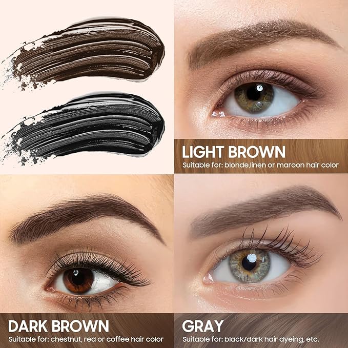 Brow Tattoo Peel Off Tint - Brow Gel Eyebrow Tattoos Waterproof, Eyebrow Gel Tint with Eyebrow Stencils Long-Lasting Makeup, Eye Brow Pencils Create Full Voluminous Brows for Women (Light Brown)