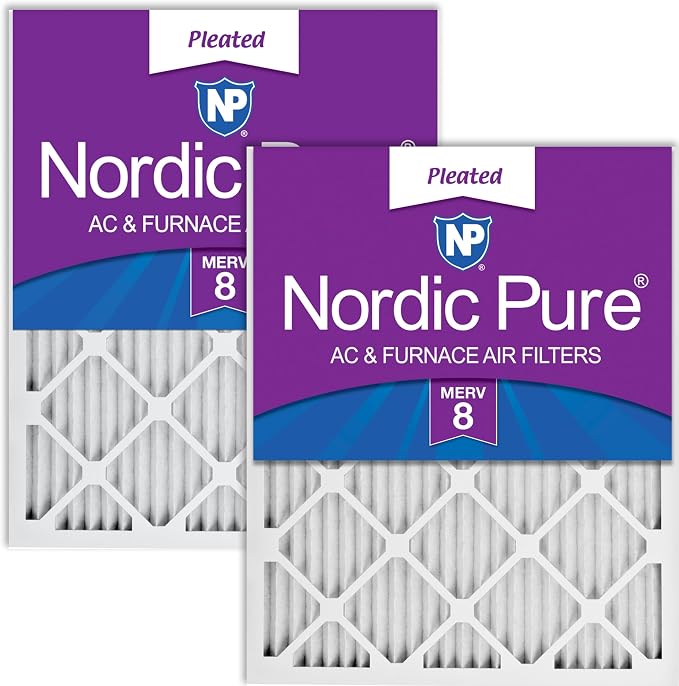 Nordic Pure 24x24x1 Pleated MERV 8 Air Filters 2 Pack by NordicPure