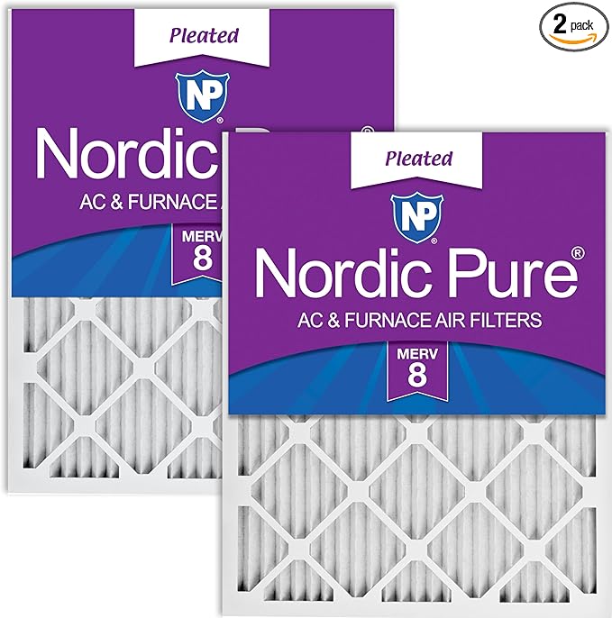 Nordic Pure 25x25x1 Pleated MERV 8 Air Filters 2 Pack by NordicPure