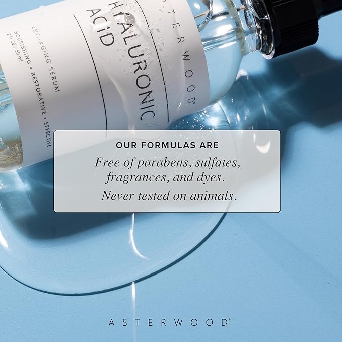 Asterwood Hyaluronic Acid Serum for Face - Plumping, Anti-Aging, Hydrating - Fragrance-Free - 1 Fl Oz