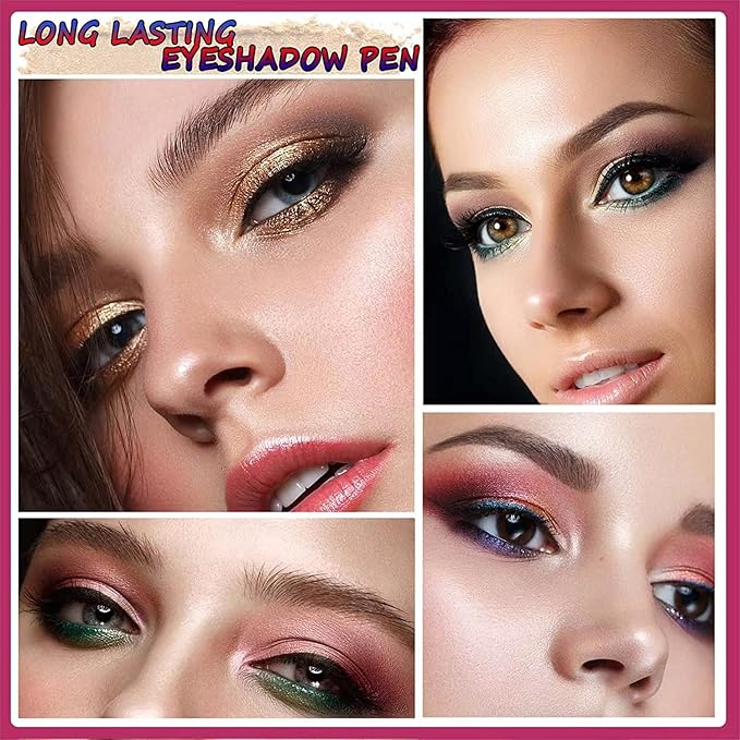 Brown Eyeshadow Stick and Sponge Makeup Brush Smooth Cream Shimmer Shadow Pencil Long Lasting Waterproof Eye Shadow Highlighter Stick Makeup Eye Liner Multi-Dimensional eyes Look