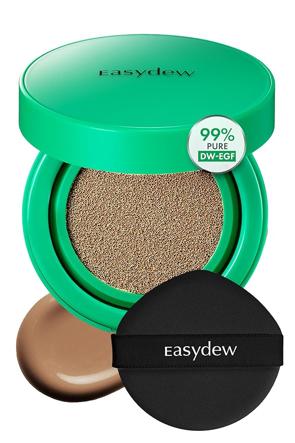 Easydew Mela B Toning Ampoule Cushion - 2-in-1 Korean Skin Care & Face Beauty Makeup - Age-Defying Full Coverage Cushion Foundation with Niacinamide & Hyaluron-Vital C 0.45 oz (#33 Almond)
