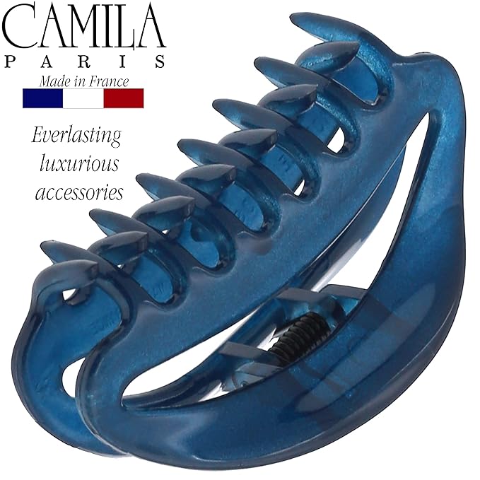 Camila Paris CP3081 French Hair Clip for Women, Blue, Girls Hair Claw Clip Jaw Fashion Durable and Styling Hair Accessories for Women, Luxury Ladies Strong Hold No Slip Grip Clamp, Made in France