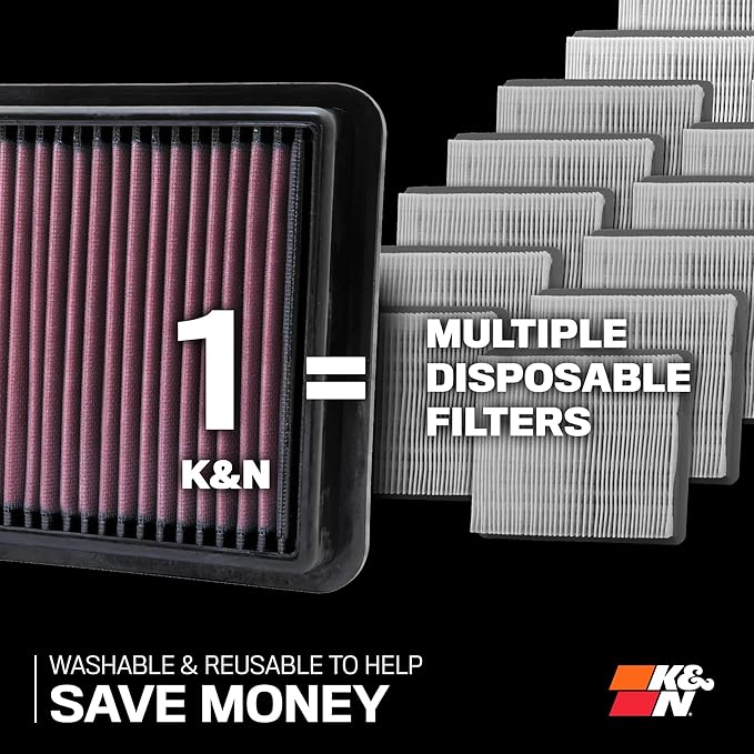 K&N Engine Air Filter: Increase Power & Acceleration, Replacement Car Air - Image 7