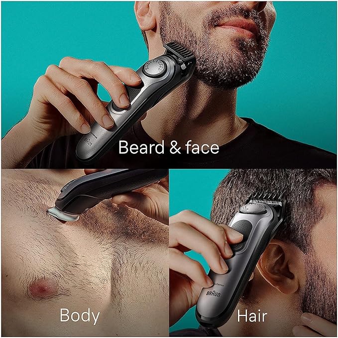 Braun All-in-One Style Kit Series 7 7410, 8-in-1 Trimmer for Men with Beard Trimmer, Body Trimmer for Manscaping, Hair Clippers & More, Sharpest Blade, 40 Length Settings, Waterproof