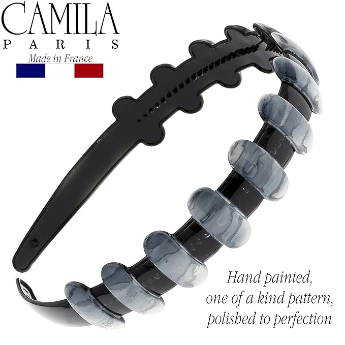 Camila Paris MP854 French Headband for Women, Strong Hold Grip Women's Hair Band, Very Flexible, No Slip and Durable Styling Girls Hair Accessories, Made in France with Cellulose