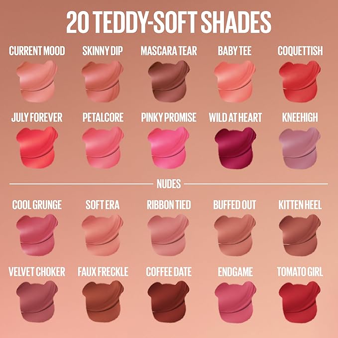 MAYBELLINE Super Stay Teddy Lip Tint, Long Lasting Matte Lipstick for Up To 12HR Wear, Endgame, 1 Count