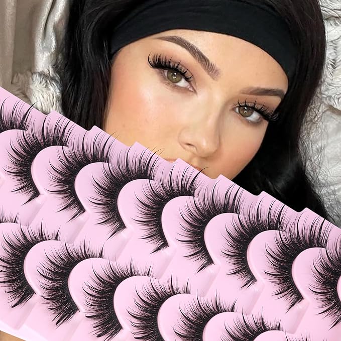 Cat Eye Lashes Manga False Eyelashes Wispy Lashes Strips Anime Fake Eyelashes with Spikes Wispy Lashes 9 Pairs Faux Mink Lashes 8-16mm Lash Extension by ALPHONSE