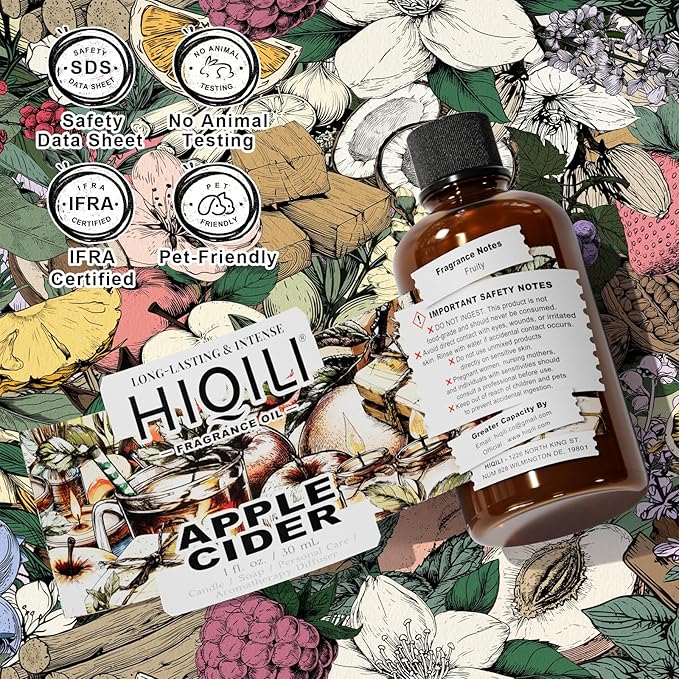 HIQILI Apple Cider Fragrance Oil - Making DIY Candle & Soap, Luxury Wine Scented, for Home & Office Essential Oil Diffuser Use - 1 Fl Oz