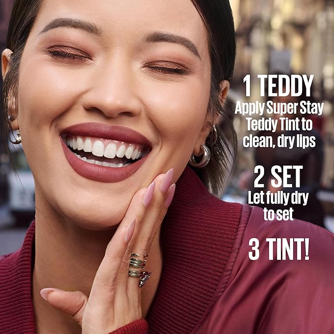 MAYBELLINE Super Stay Teddy Lip Tint, Long Lasting Matte Lipstick for Up To 12HR Wear, Buffed Out, 1 Count