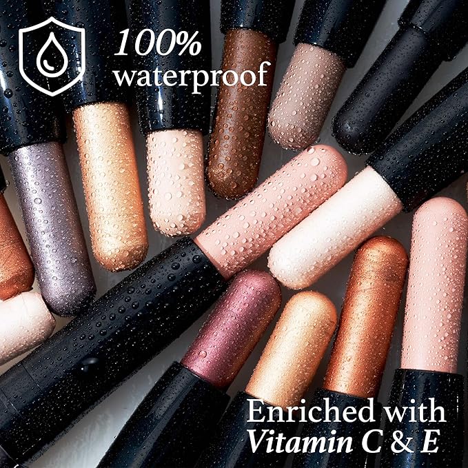 Julep Eyeshadow 101 Crème-to-Powder Waterproof Eyeshadow Stick Duo – Long-Lasting, Crease-Proof, Easy Apply with Built-in Smudger - Silver Moonlight Shimmer & Honey Gold Shimmer