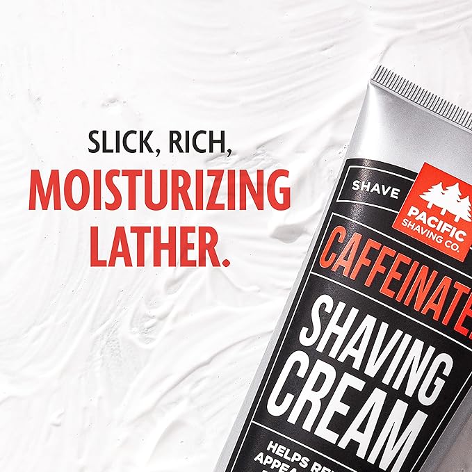 Pacific Shaving Company Caffeinated Shaving Cream - Caffeine, Shea Butter + Spearmint Antioxidant Shaving Cream - Clean Formula for a Hydrating, Redness Reducing + Irritation-Free Shave (7 Oz, 2 Pack)