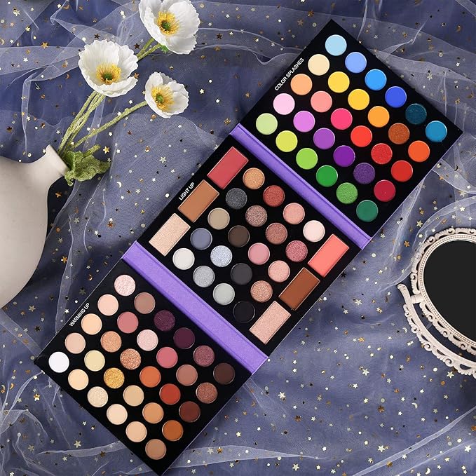 UCANBE Pretty All Set Eyeshadow Palette Pro 86 Colors Makeup Kit Matte Shimmer Eye Shadow Highlighters Contour Blush Powder All In One Makeup Pallet Holiday Christmas Valentine's Gift Set