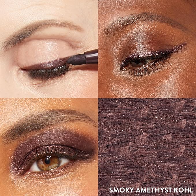 LAURA GELLER NEW YORK Kajal Longwear Kohl Eyeliner Pencil Duo - Dark Brown & Smoky Amethyst - Caffeine and Vitamin E - Smooth & Blendable Liner - Built-In Sharpener