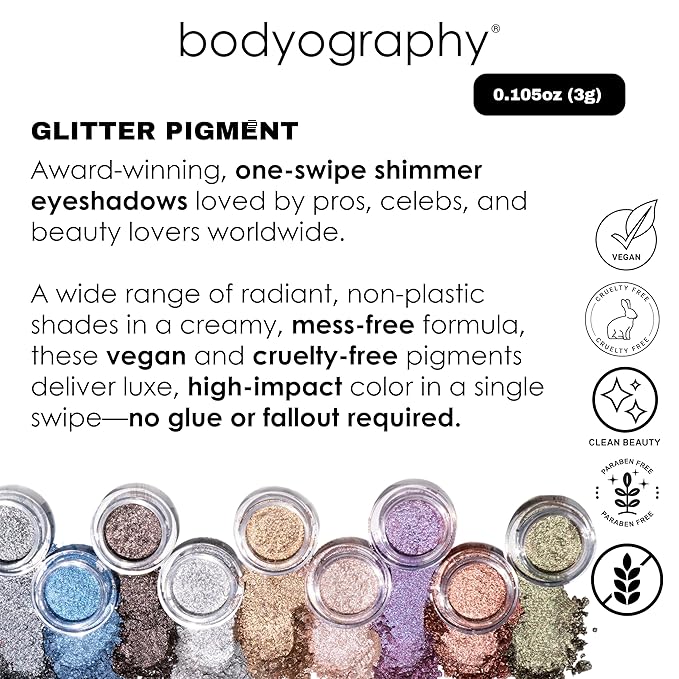 Bodyography Glitter Pigment - Caviar Smoky Brown for Women - 0.105 oz Eye Shadow