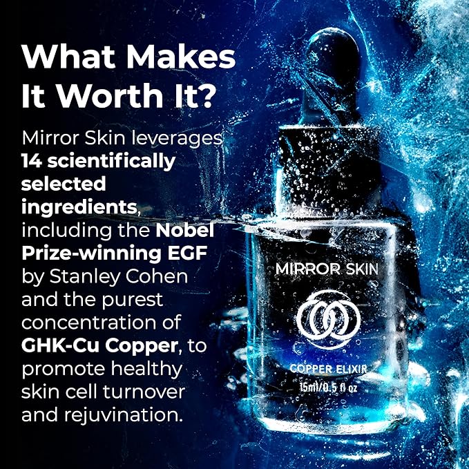 Copper Peptides Face Serum - Boost Collagen & Cell Renewal - Firm, Tone & Glow - Shea Butter, Witch Hazel & Apple Stem Cells - Facial Skin Care Products, Beauty & Self Care - (.5 fl oz)