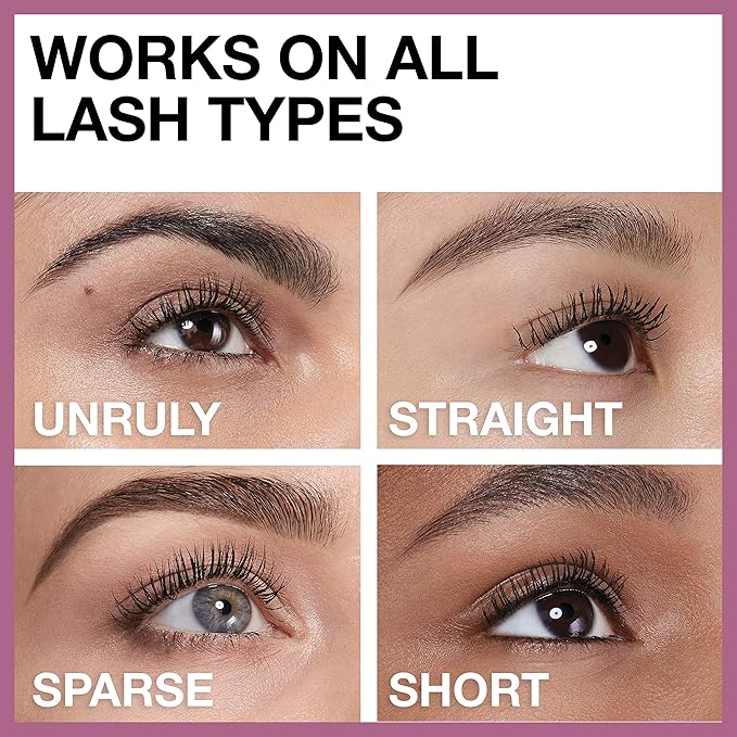 Maybelline Lash Sensational Washable Mascara, Lengthening and Volumizing for a Full Fan Effect, Brownish Black, 1 Count