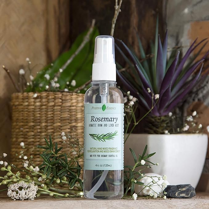 Rosemary Linen & Room Spray, Natural Aromatic Spray Made with 100% Pure Rosemary Essential Oil, Relaxing Home Fragrance (4.06 fl oz)