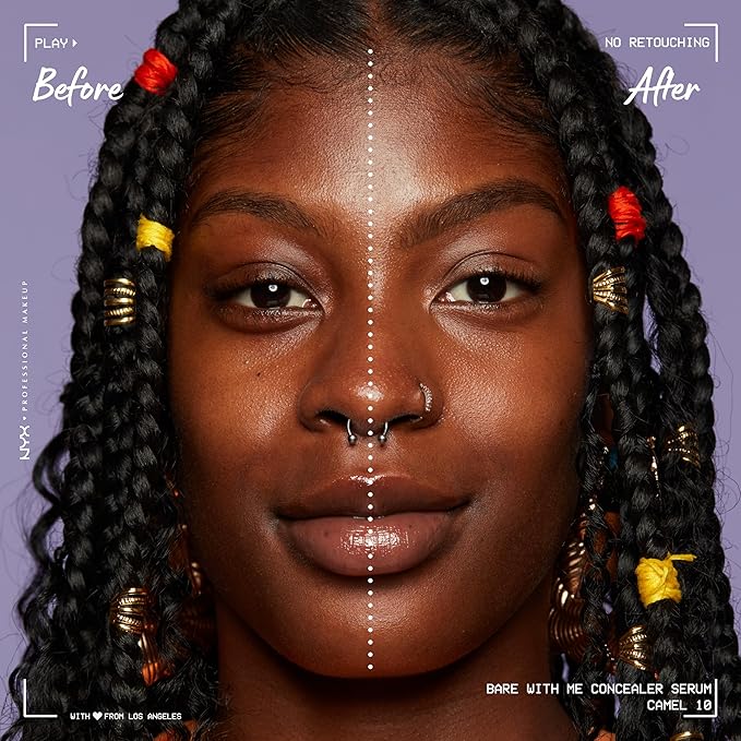NYX PROFESSIONAL MAKEUP Bare With Me Concealer Serum, Concealer Makeup For Up To 24Hr Hydration - Camel