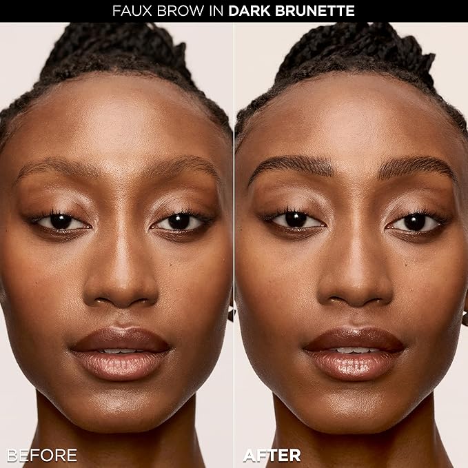 L'Oreal Paris Faux Brow, Hair-Like, Filling Eyebrow Pen with Double-Brush Tip, Fast & Precise Eyebrow Makeup, Soft Black, 0.04 Fl Oz