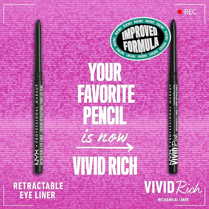 NYX PROFESSIONAL MAKEUP Mechanical Eye Pencil,Vivid Rich Mechanical, Creamy Retractable Eyeliner - Always Onyx, Black Eyeliner