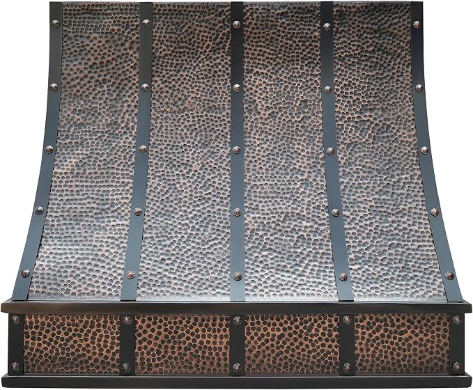 CT Copper Tailor Sloped Copper Vent Hood Island Mount, 610 CFM Exhaust Fan by CTCopperTailor