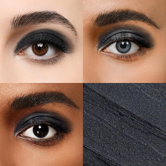 Longwear Cream Eye Shadow Sticks(19 Black Pearl Shimmer), Smudge-Proof, Waterproof Eyeshadow,Silky Formula Glitter With Makeup Brush,Black Eyeshadow Stick