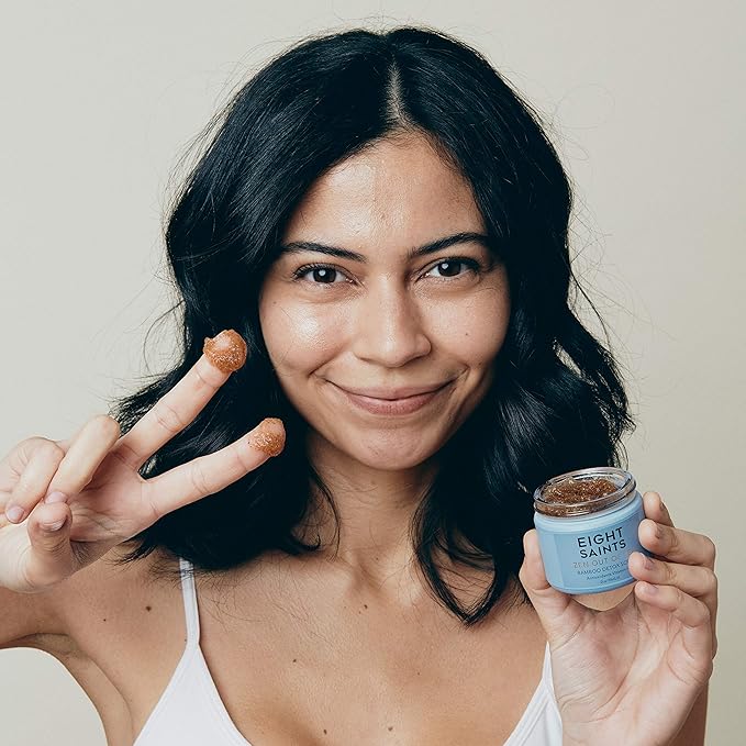 Eight Saints Zen Out Of Ten Bamboo Detox Face Scrub Exfoliator, Natural and Organic Daily Exfoliating Facial Scrub With Bamboo Fibers to Unclog Pores, Blackheads, Blemishes, and Dull Skin, 2 Ounces