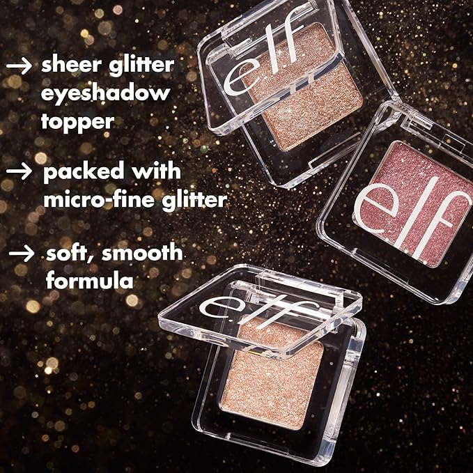 e.l.f. Fine As Fleck Glitter Eyeshadow, Long-Lasting Sheer Eye Makeup With A Shimmer Finish, Soft, Smooth Formula, Vegan & Cruelty-Free, White Hot