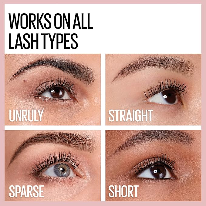 Maybelline Lash Sensational Washable Mascara, Lengthening and Volumizing for a Full Fan Effect, Brownish Black, 1 Count