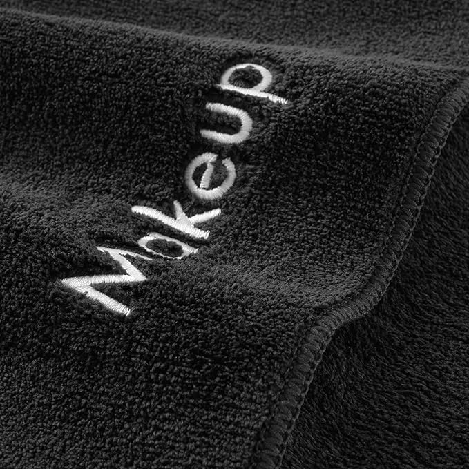Arkwright Makeup Towels - Pack of 6 - Ultra Soft & Gentle Microfiber Coral Fleece Washcloth Face Make Up Remover, Reusuable Eraser Cloth Essentials for Hosts & Artists, 13 x 13 in, Black