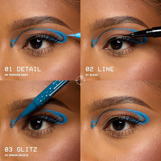 NYX PROFESSIONAL MAKEUP Epic Ink Glitz Liner, Waterproof Metallic Liquid Eyeliner with Vegan Formula - Flashy Flare (Shimmer Light Grey)
