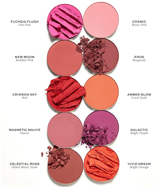 MAKE Beauty Skin Mimetic Microsuede Blush - Matte Powder Blush for Cheeks with Long Lasting Color - Non Comedogenic, Travel Size Makeup Single Palette. Shade - Amber Glow (Coral Nude)