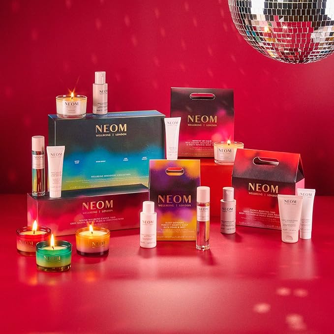 NEOM Moment of Calm Gift Set I Contains Real Luxury Travel Candle 75g Real Luxury Multi-Mineral Body Milk 30ml I 100% Natural scents I Lavender, Jasmine and Sandalwood