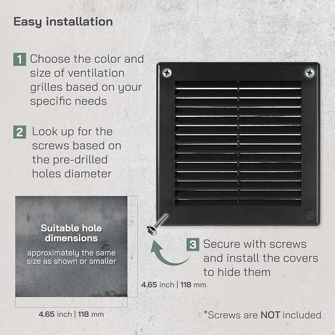 Vent Systems 4.5" x 4.5" Inch Plastic Black Soffit Vent Cover - Image 4