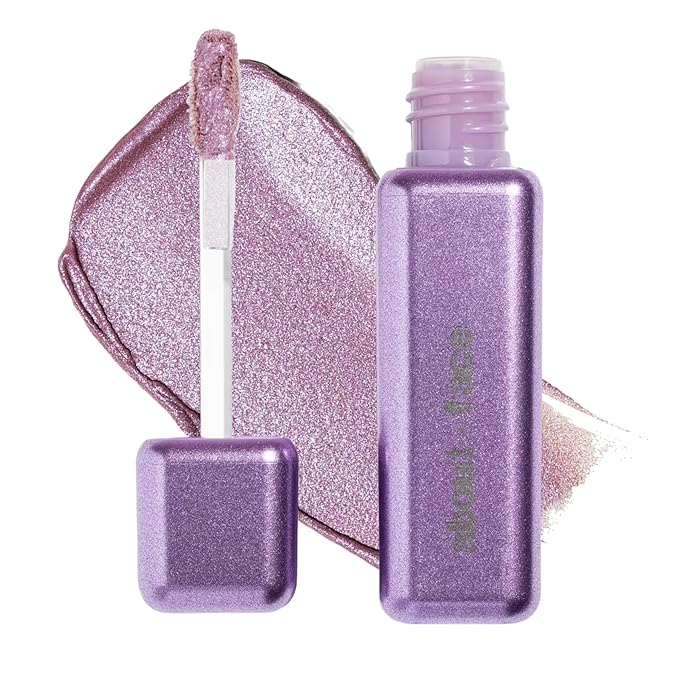 aboutface Fractal Glitter Eye Paint Take A Trip– Smudge-Proof, Long-Lasting Liquid Eyeshadow – Intense Sparkle with Mousse Texture – Vegan, Cruelty-Free – 0.13 oz (Lavender)