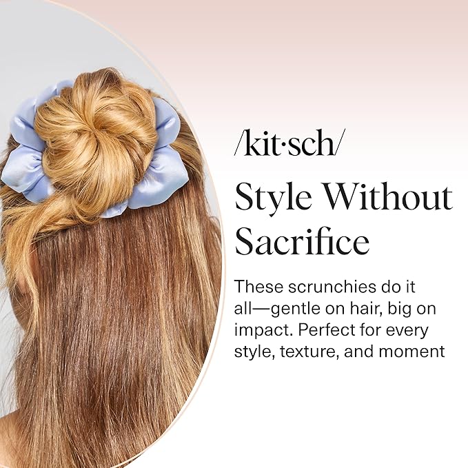 Kitsch Scrunchies for Women - No Crease Hair Ties No Damage | Soft Polyester Scrunchies for All Hair Types | Stylish & Comfortable, For Ponytails & Buns | Ideal Gifts for Women - Garden Bouquet, 3pcs