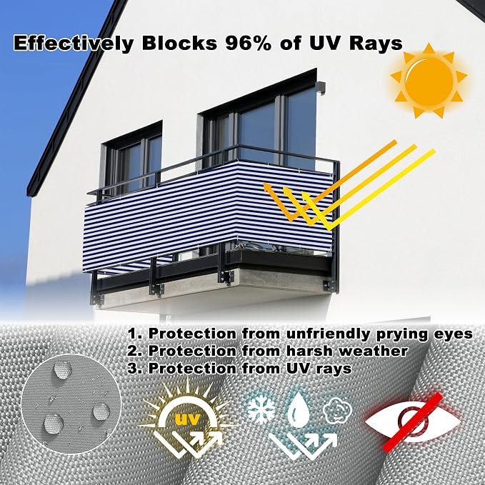 Privacy Screen 1.6' x 16.4' UV Protection Weather Resistant Waterproof Privacy - Image 4