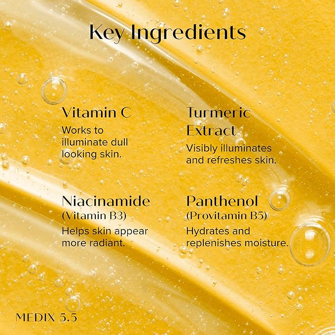 Medix 5.5 Radiant Glow Vitamin C Body Wash W/Niacinamide | Citrus Scented Gentle Body & Face Cleanser For Women, Men, Dry Skin, & Smoother-Looking Skin | Removes Dirt, Oil, & Impurities, 15 Fl Oz