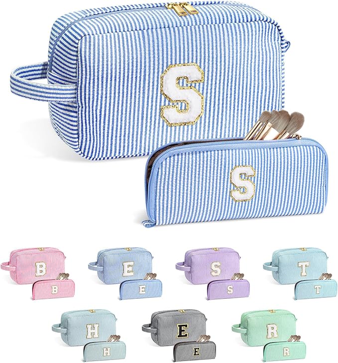 YOOLIFE Gifts for Teen Girls - Personalized Initial Makeup Bag, Birthday Gifts for Women Sister Friend Daughter Girls Kids