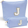 YOOLIFE Teen Girl Gifts Trendy Stuff | Makeup Bag | Cosmetic Bag | Makeup Pouch Teen Girl Gifts Trendy Stuff | Mothers Day Gifts | Birthday Gifts for Women Girls | Thank You Gifts Blue | Initial J
