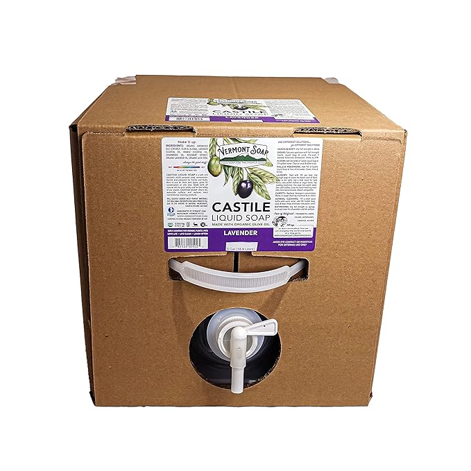 Vermont Castile Soap Lavender, Gentle Liquid Soap for Sensitive Skin & Natural Body Wash, Organic Hair Shampoo for Oily Hair, Aloe Castile Soap for Men & Women - 5 Gallon