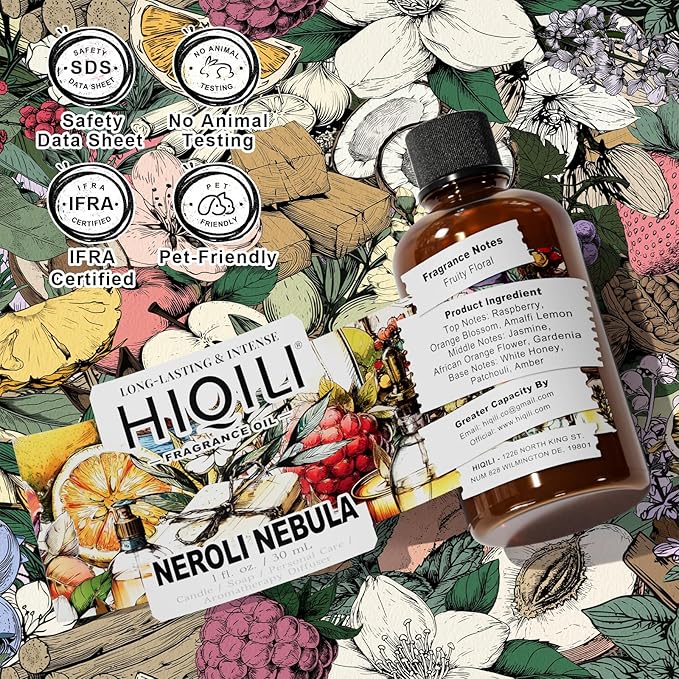 HIQILI Neroli Nebula Fragrance Oil, Woman Scented Oil for Making Candles, Soap, Lotion & Home Fragrance, Long Lasting Scent - 1 Fl Oz