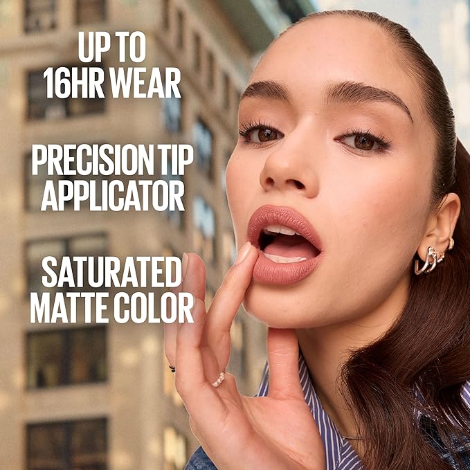 Maybelline Super Stay Matte Ink Liquid Lipstick Makeup, Long Lasting High Impact Color, Up to 16H Wear, Shot Caller, Bright Pinky Red, 1 Count, Packaging May Vary