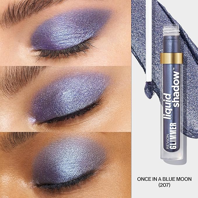 REVLON Glimmer Liquid Shadow, Smudge-Proof Shimmer Eyeshadow Makeup, Long Lasting, High Pigment, 207 Once in a Blue Moon